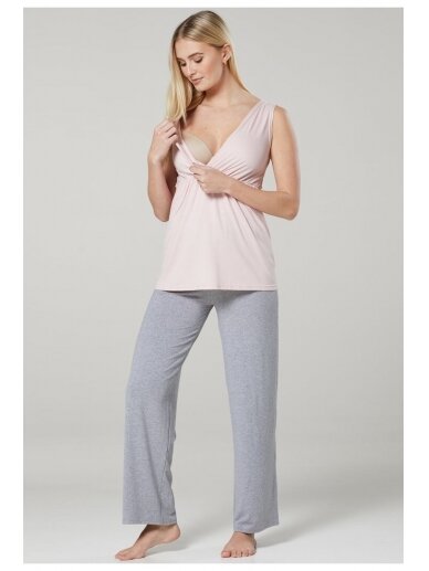 Komplektukas su pižama maitinančioms ir nėščioms CC (pilka, rožinė) 5