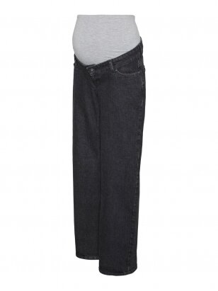 Wide leg fit low waist jeans by Mama;licious (dark grey)