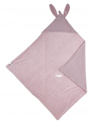 Blanket with hood 90x90cm, Meyco Baby (Rabbit lilac)