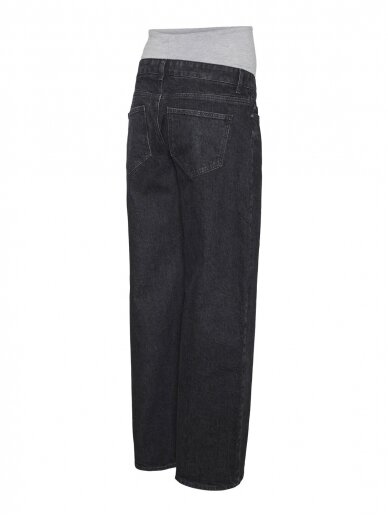 Wide leg fit low waist jeans by Mama;licious (dark grey) 2