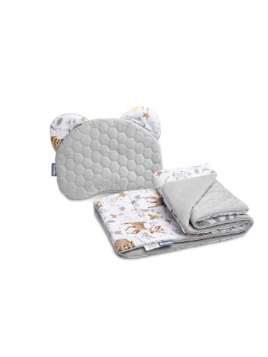 Komplektas vežimėliui Antklodė+pagalvėlė SILLO Velvet White Forest
