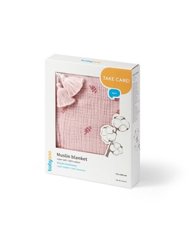 BabyOno muslino pledas, rožinis, 75 × 100 cm, 1566/01 BabyOno muslino pledas, rožinis, 75 × 100 cm, 1566/01