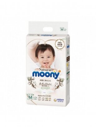 Japoniškos sauskelnės kūdikiams Moony Natural M 6-11 kg, 46vnt.