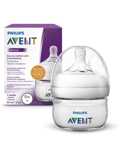 SCF039/17 buteliukas kūdikiams  Natural 60ml, Philips Avent 0m