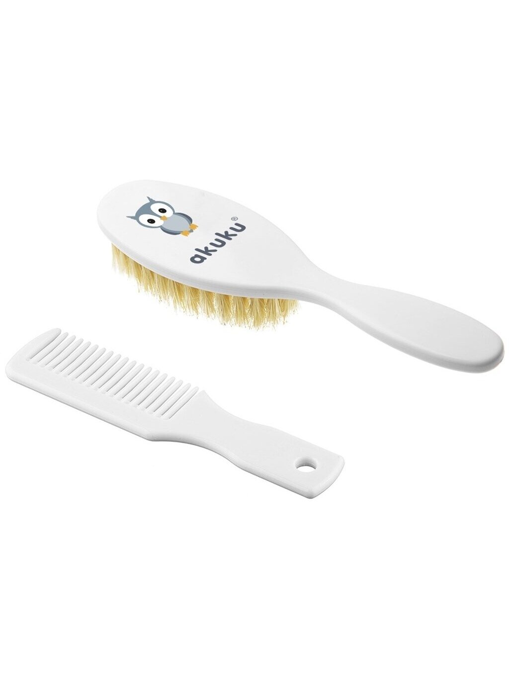 Hairbrush and comb by Akuku (white) 1 Hairbrush and comb by Akuku (white) 1