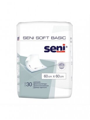 Bed underpads SENI SOFT BASIC, 60x60 cm, 1 vnt.