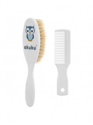 Hairbrush and comb by Akuku (white)