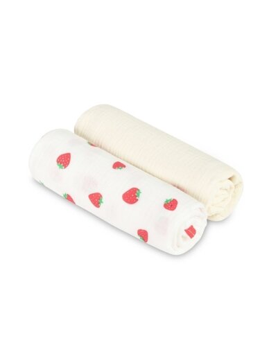Sensillo muslino vystyklai Strawberry Cream, 60x75 cm, 2 vnt. Sensillo muslino vystyklai Strawberry Cream, 60x75 cm, 2 vnt.