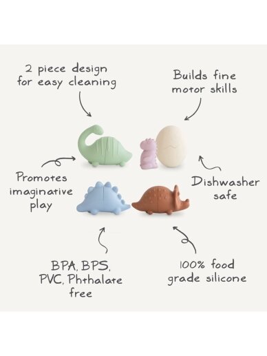 Mold Free Bath Play Set Dino, 5 pcs, Mushie 1