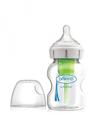 Dr. Browns stiklinis buteliukas plačiu kakleliu Options+ 150ml, 0+
