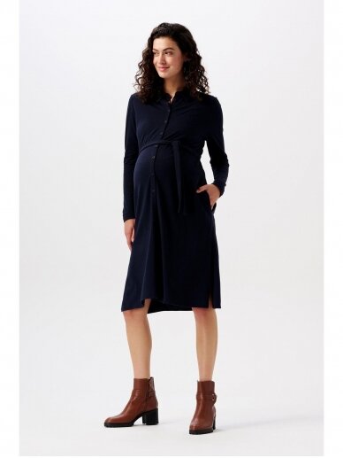 Dress with long sleeves for pregnant and nursing, Night sky Blue, ESPRIT 3
