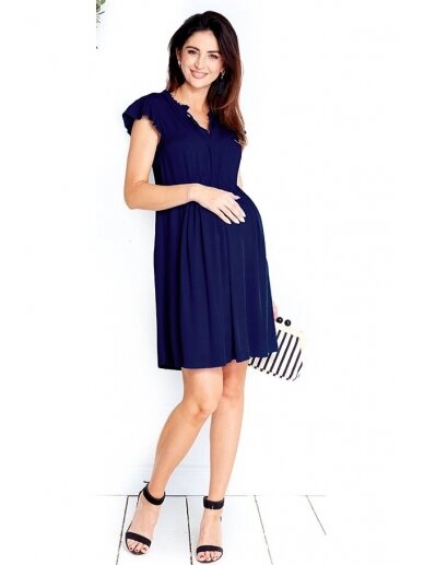 Dress for pregnant and breastfeeding PARMA NAVY, HappyMum