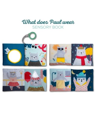 Taf Toys kūdikio knygelė What does Paul wear 2