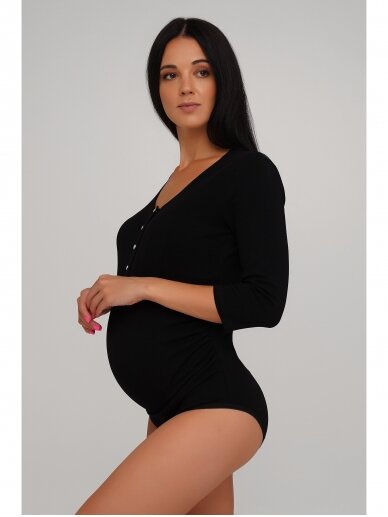 Cotton bodysuit for pregnancy by DIS (black) 1