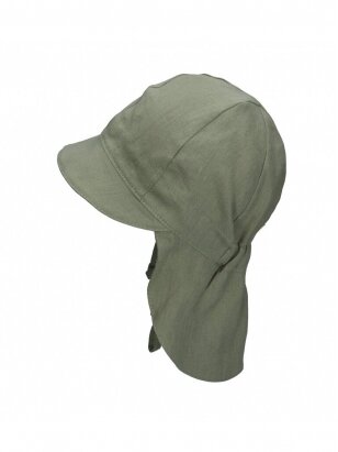 Vaikiška kepurė su kaklo apsauga iš natūralaus lino, TuTu (green)