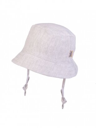 Vaikiška kepurė iš lino ir medvilnės su sidarbo jonais, Panama, TuTu (kreminė)