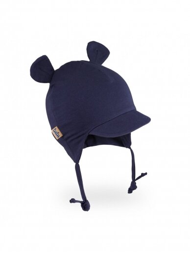 Vaikiška kepurė su ausytėmis ir snapeliu, TuTu (tamsiai mėlyna)