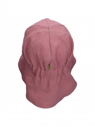 Vaikiška kepurė su kaklo apsauga iš natūralaus lino, TuTu (rožinė) 2