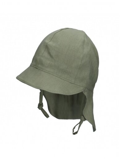 Vaikiška kepurė su kaklo apsauga iš natūralaus lino, TuTu (green)