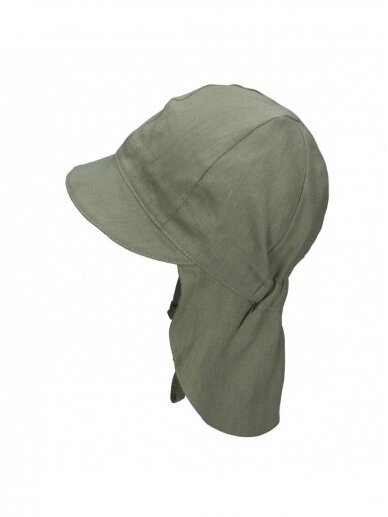 Vaikiška kepurė su kaklo apsauga iš natūralaus lino, TuTu (green) 1