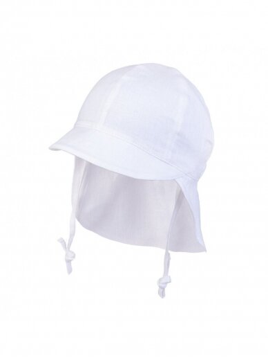 Vaikiška kepurė su kaklo apsauga iš natūralaus lino, TuTu (balta)