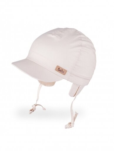 Vaikiška kepurė su raišteliais ir UV filtru, TuTu (kreminė)