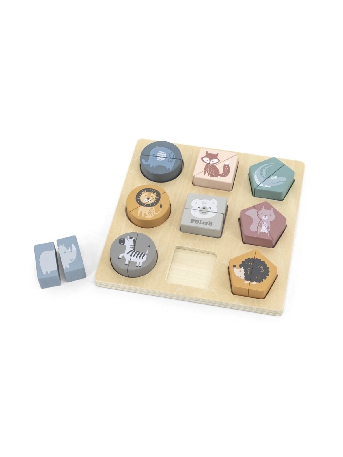 VIGA PolarB Wooden Shape Block Puzzle with Animals