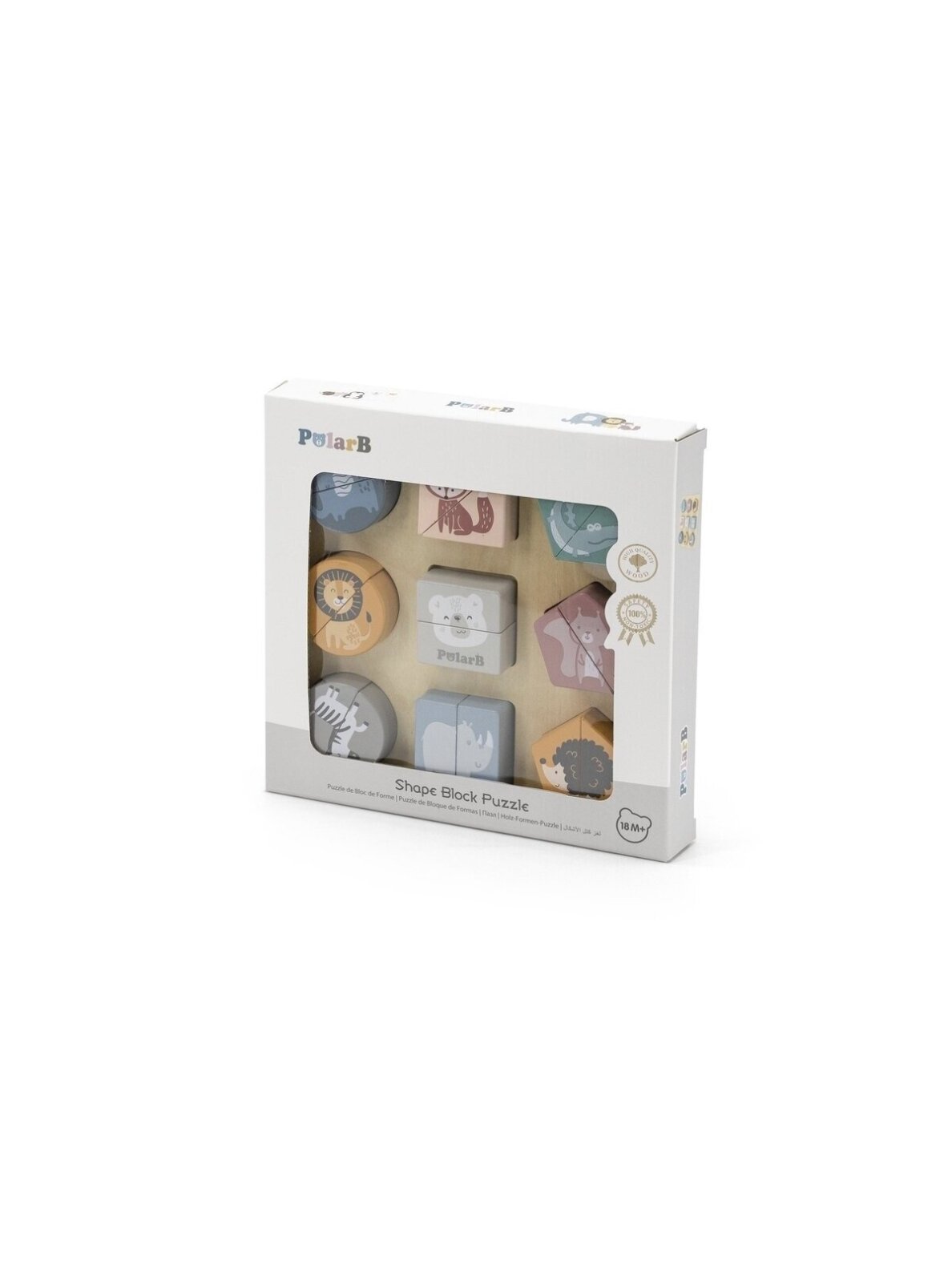 VIGA PolarB Wooden Shape Block Puzzle with Animals 3