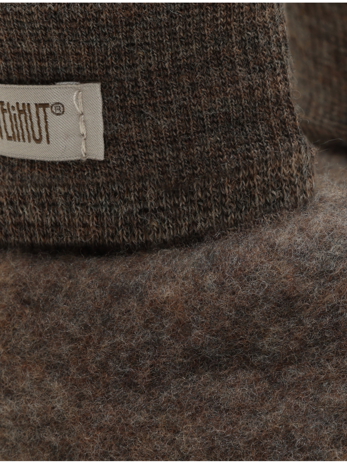 Woolen baby booties, Huttelihut Dark brown 1