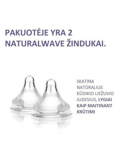 Itin lėto pratekėjimo žindukas, XS (0m+), 2vnt. NaturalWave®, Lansinoh