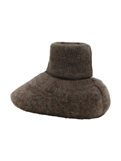 Woolen baby booties, Huttelihut Dark brown 2