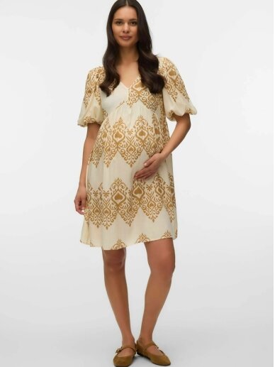 Viscose maternity dress MLZENISA Mama;licious (Birch/brown sugar) 1
