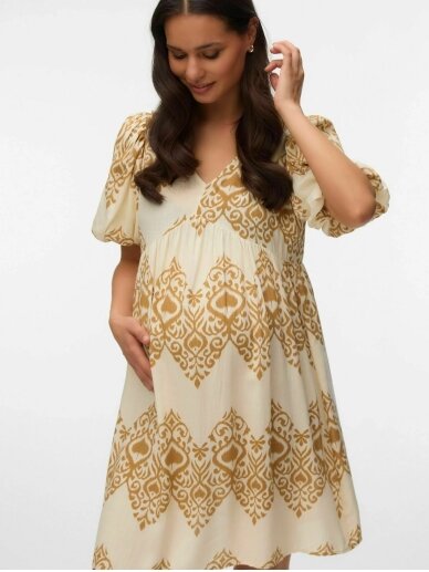 Viscose maternity dress MLZENISA Mama;licious (Birch/brown sugar) 2 Viscose maternity dress MLZENISA Mama;licious (Birch/brown sugar) 2