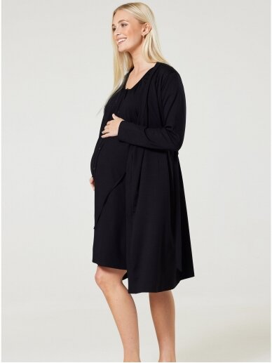 Robe for pregnant and nursing Nora, Black, GUDO 1