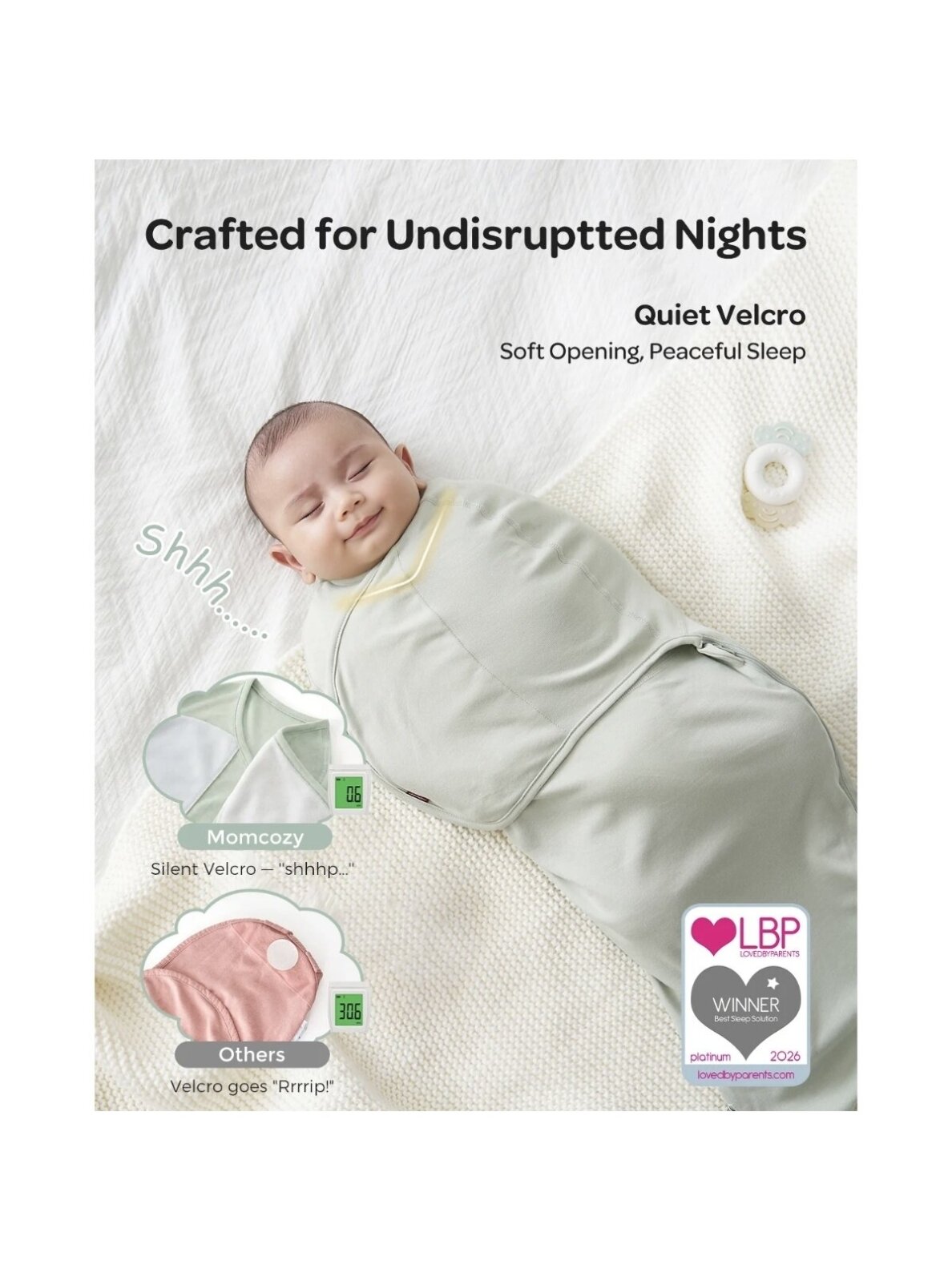 Baby swaddle wrap 0-3 months, 2 pcs, Momcozy (Serenity) 2