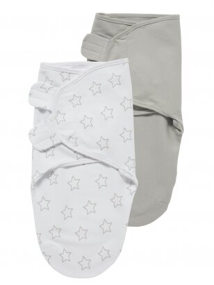 Baby Swaddle, 0-3 months, 2 pcs., by Meyco Baby (stars/grey)