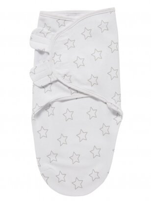 Baby Swaddle, 0-3 months by Meyco Baby (Stars - Grey)